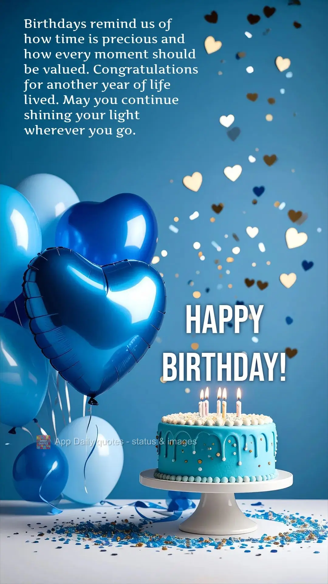 Birthdays remind us of how time is precious and how every moment should be valued. Congratulations for another year of life lived. May you continue shini...