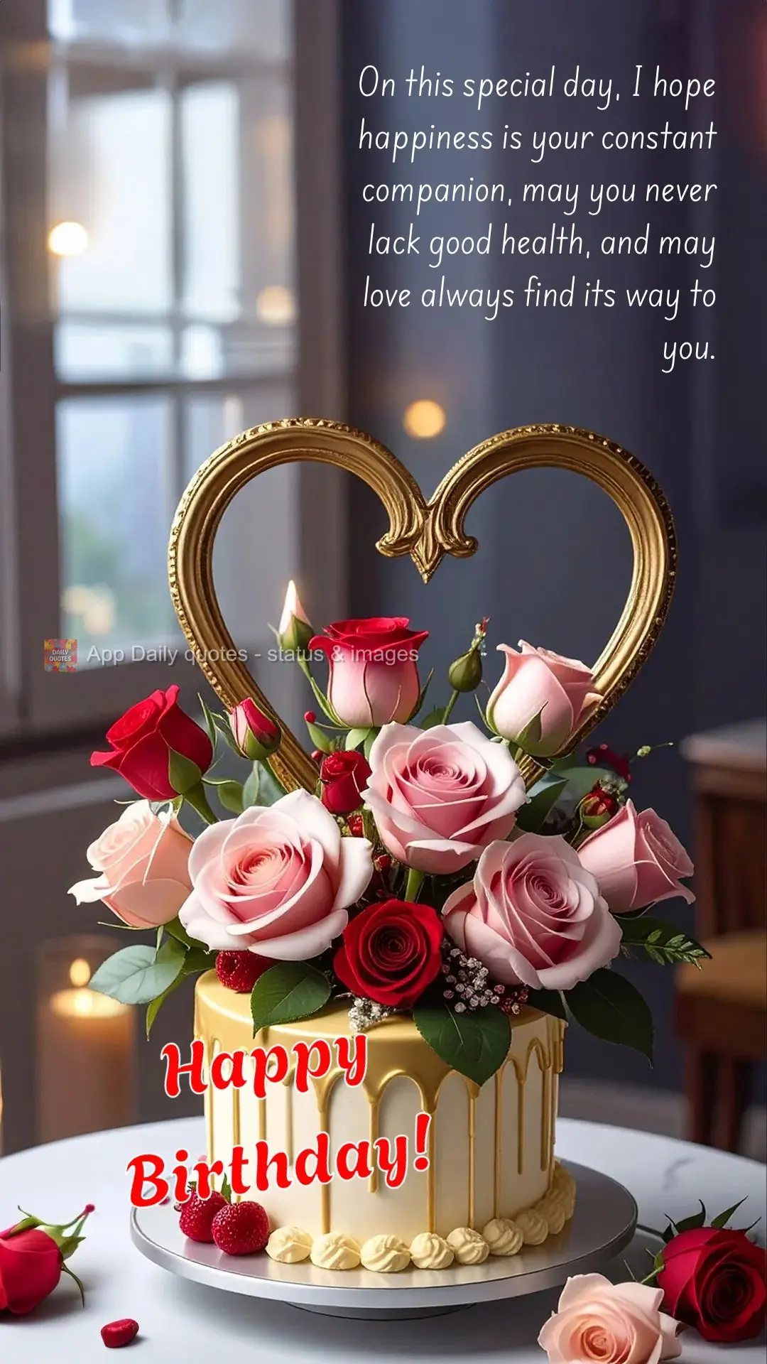 On this special day, I hope happiness is your constant companion, may you never lack good health, and may love always find its way to you. Happy Birthday...