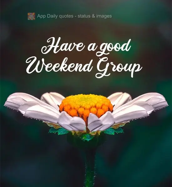 Have a good Weekend Group!