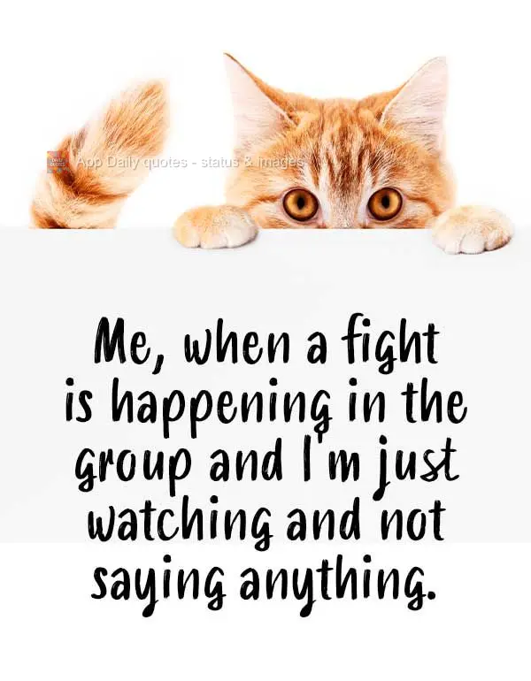 Me, when people in the group are fighting, and I'm just watching and not saying anything.