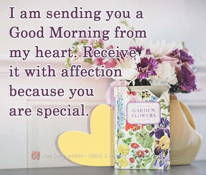I am sending you a heartfelt Good Morning. Receive it with affection because you are special.