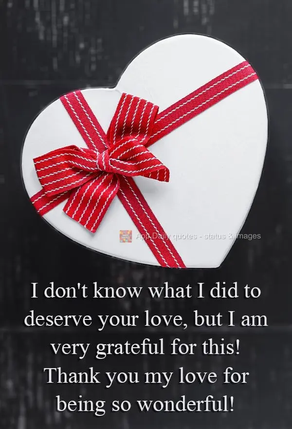 I don't know what I did to deserve your love, but I am very grateful for it!
Thank you, my love, for being so wonderful!