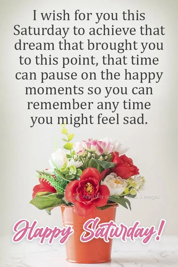 I hope that this Saturday you can achieve that dream that brought you to this point. I hope that time pauses in the happy moments so you can remember the...
