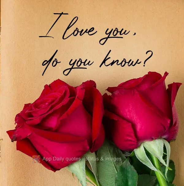 I love you, did you know that?