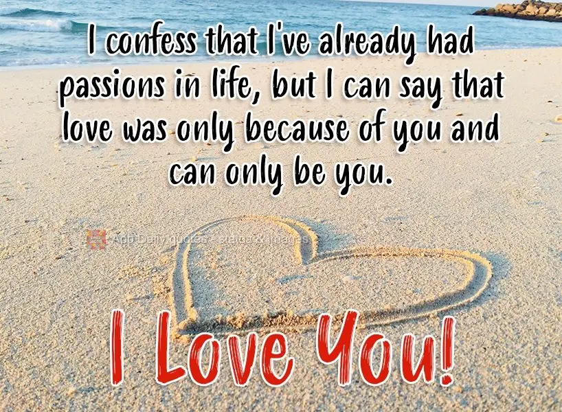 I confess that I've had other passions in life, but I can say that love was only because of you and can only be you. I love you!