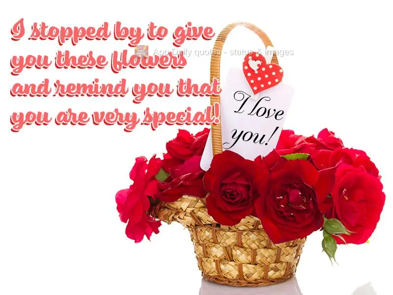 I stopped by to give you these flowers and remind you that you are very special! I love you!