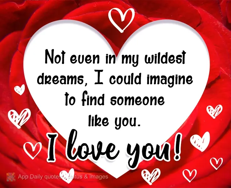 Not even in my wildest dreams could I imagine finding someone like you. I love you!