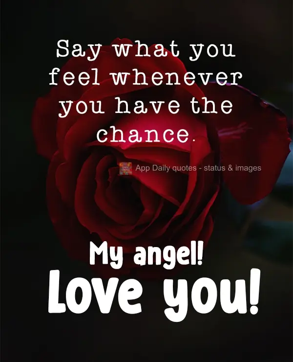 Say what you feel whenever you have the chance. My angel! I love you!