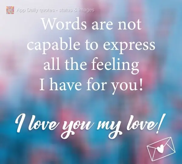 Words are not capable of expressing all the feelings I have for you! I love you my love!