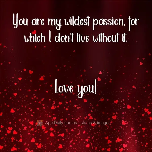 You are my wildest passion, which I can never live without. I love you!