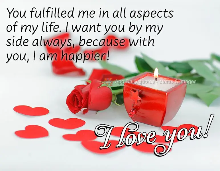 You fulfilled me in all aspects of my life. I want you by my side always, because with you, I am happier! I love you!