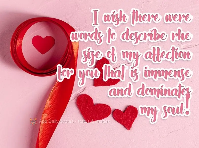 I wish there were words to describe the size of my affection for you, that is so immense and dominates my soul!