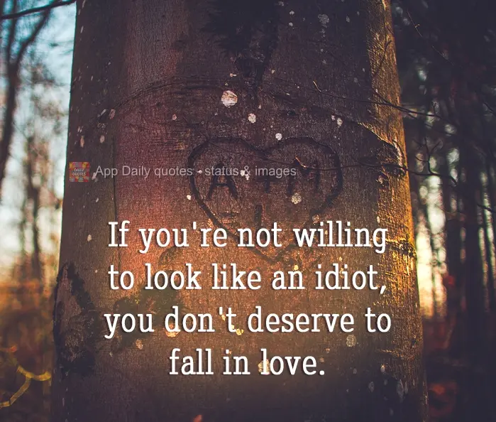 If you're not willing to look like an idiot, you don't deserve to fall in love.