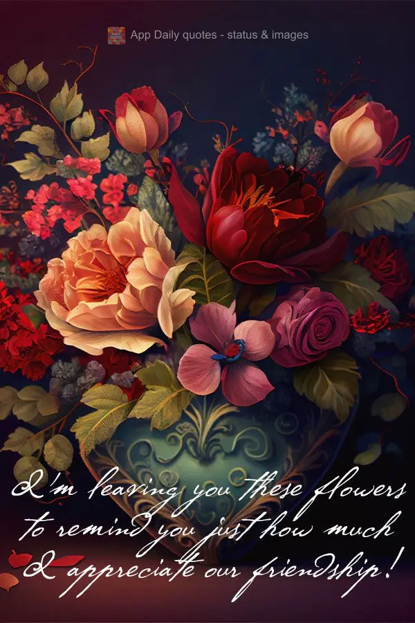 I'm leaving you these flowers to remind you of just how much I appreciate our friendship!