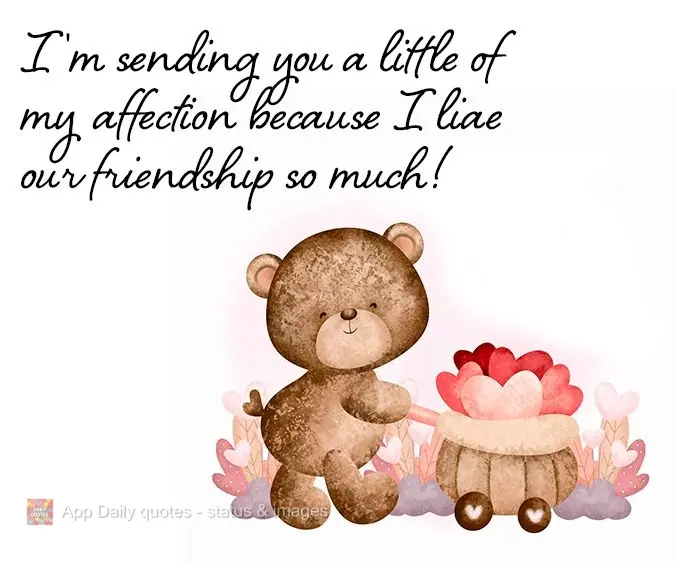 I'm sending you a little of my affection because I like our friendship so much!