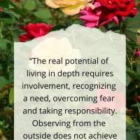 “The real potential of living fully requires involvement, recognizing a need, overcoming fear and taking responsibility. Observing from the outside doe...