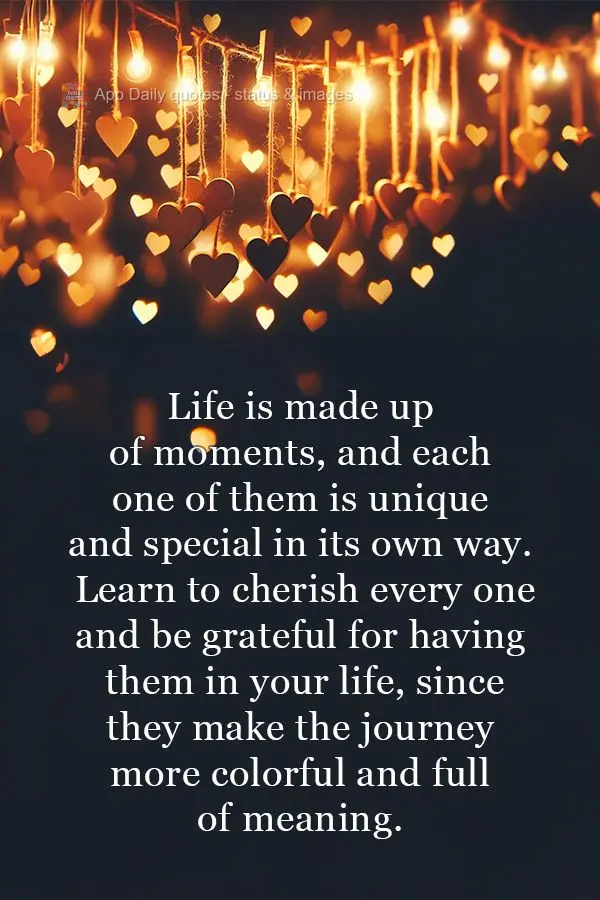Life is made up of moments, and each one of them is unique and special in its own way. Learn to cherish every one and be grateful for having them in your...