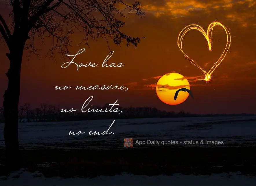 Love has no measure, no limits, no end.