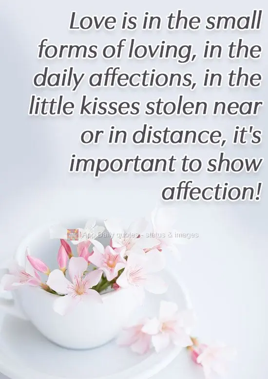 Love is in the little acts of affection, in the daily affection, in the little kisses stolen near or from a distance. It's important to show affection!...