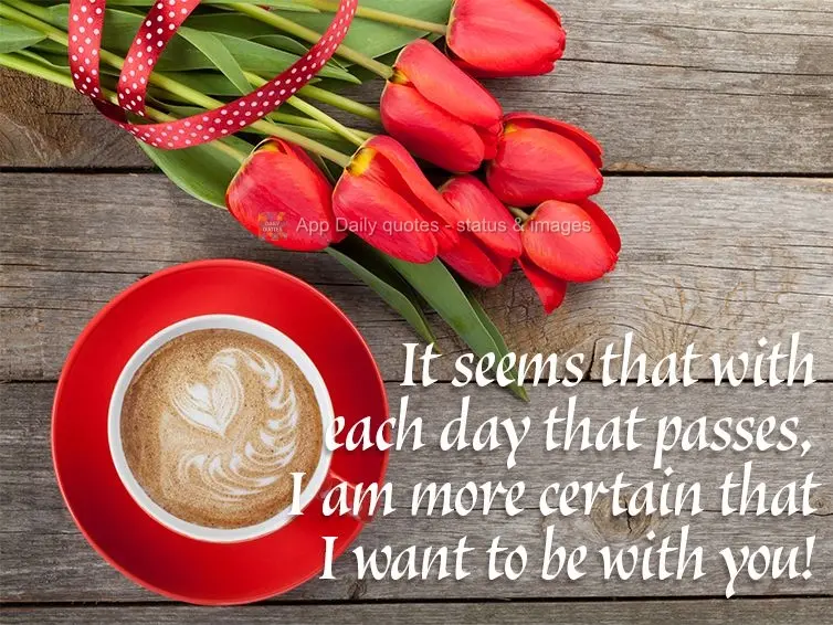 It seems that with each day that passes, I am more certain that I want to be with you!