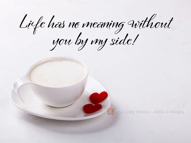 Life has no meaning without you by my side!