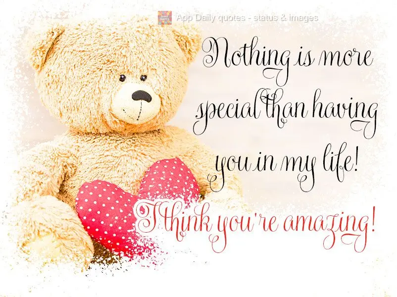 Nothing is more special than having you in my life! I think you're amazing!