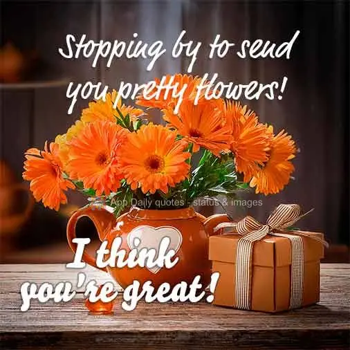 Stopping by to send you pretty flowers! I think you're great!