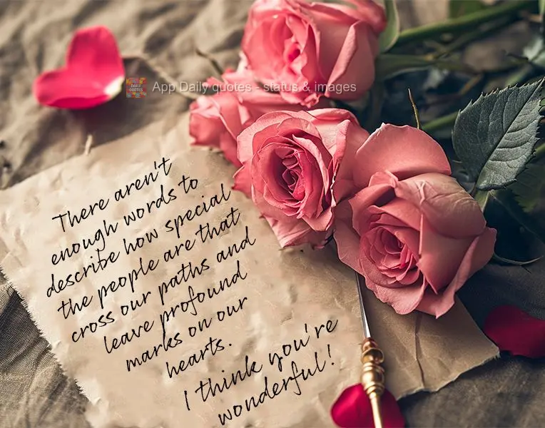 There aren't enough words to describe how special the people are that cross our paths and leave profound marks on our hearts. I think you're wonderful!...