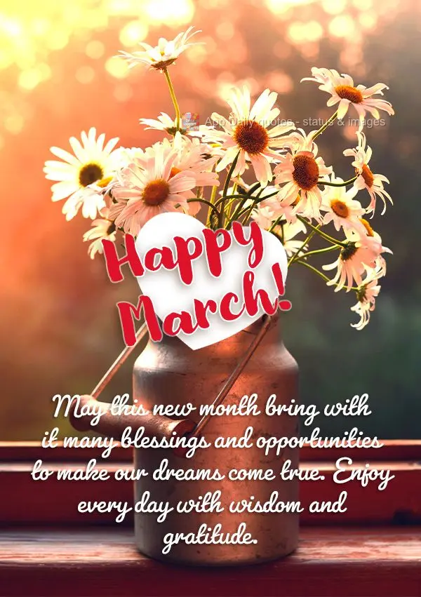 May this new month bring with it many blessings and opportunities to make our dreams come true. Enjoy every day with wisdom and gratitude. Happy March!...
