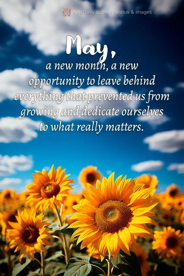 May, a new month, a new opportunity to leave behind everything that prevented us from growing and dedicate ourselves to what really matters.