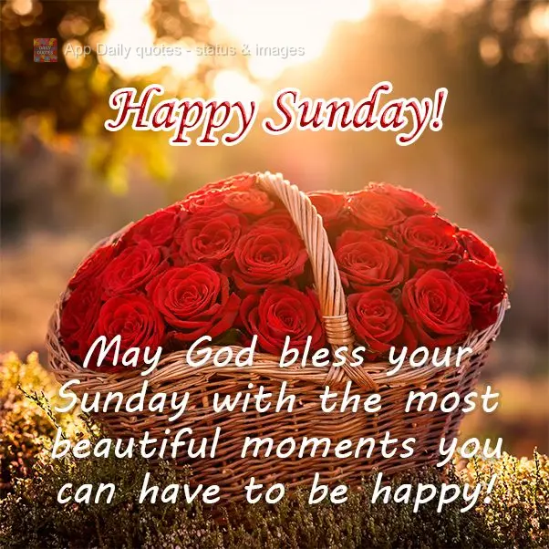 May God bless your Sunday with the most beautiful moments you can have to be happy! Happy Sunday!