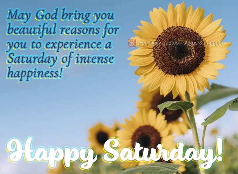 May God bring you beautiful reasons for you to experience a Saturday of intense happiness! Happy Saturday!