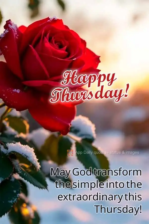 May God transform the simple into the extraordinary this Thursday! Happy Thursday!