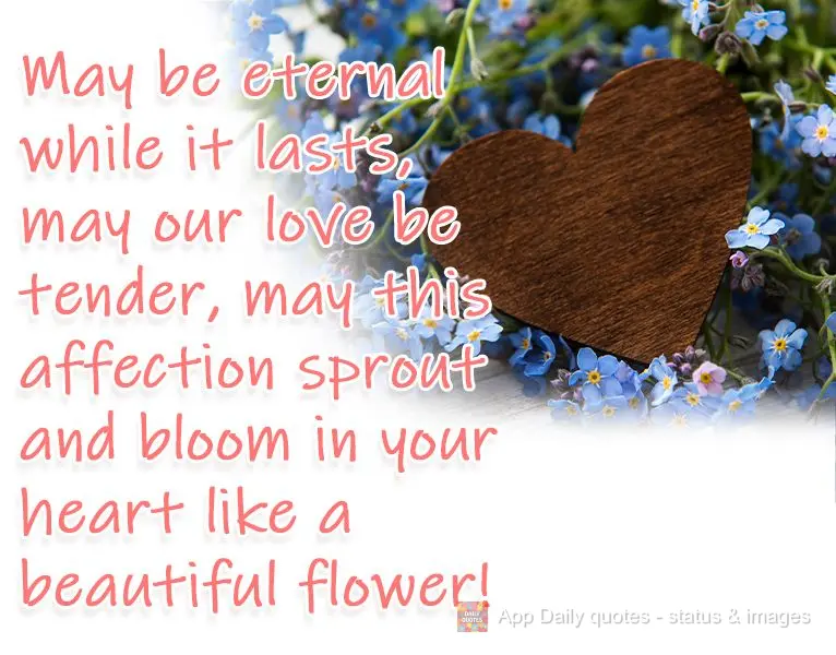 May it be eternal while it lasts. May our love be tender. May affection sprout and bloom in your heart like a beautiful flower!
