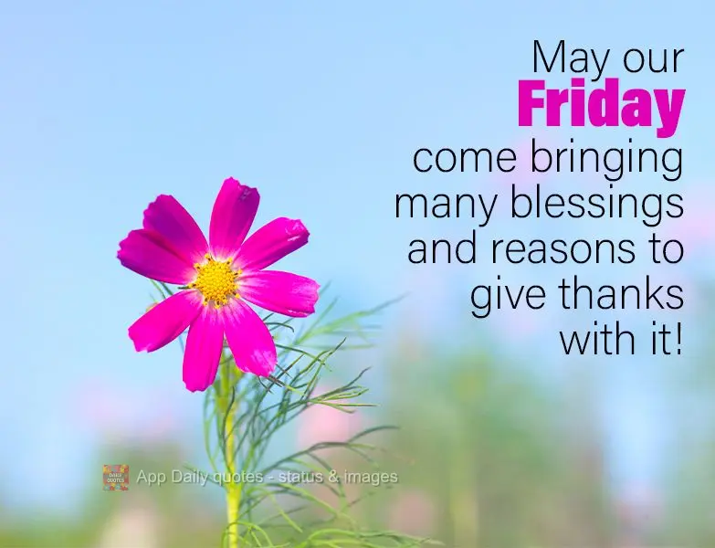 May our Friday come bringing many blessings and reasons to give thanks with it!