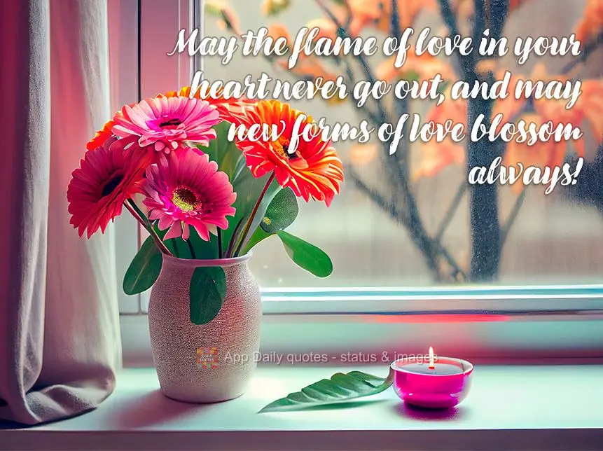 May the flame of love in your heart never go out, and may new forms of love always blossom!