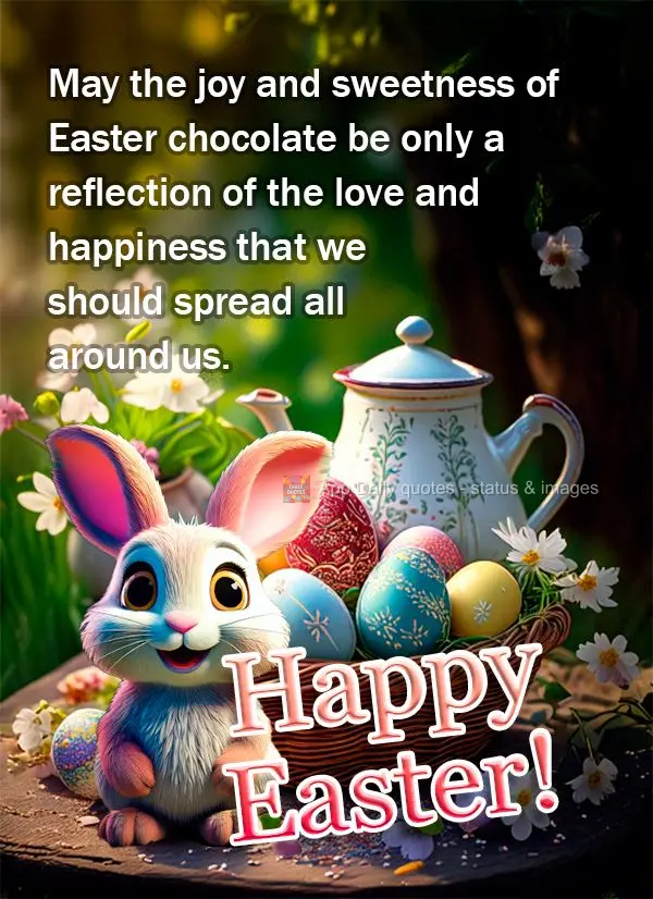 May the joy and sweetness of Easter chocolate be only a reflection of the love and happiness that we should spread all around us.