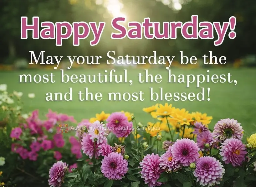May you have the most beautiful, the happiest, and the most blessed Saturday! Happy Saturday!
