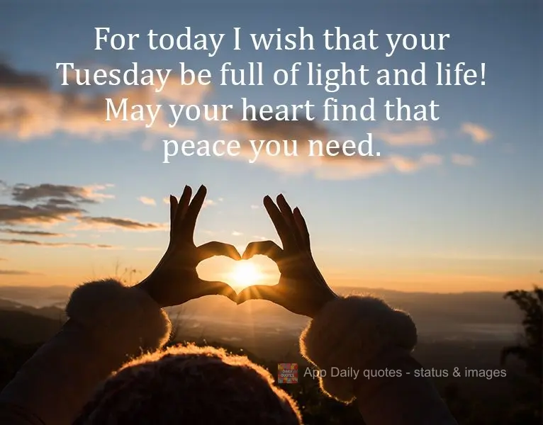 May your Tuesday be full of light and life! May your heart find the peace you need.