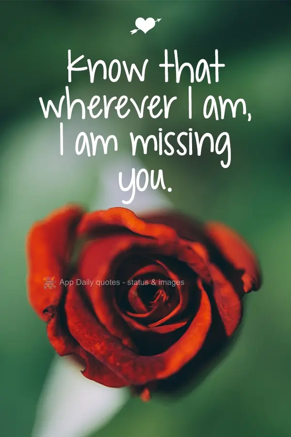 Know that wherever I am, I am missing you.