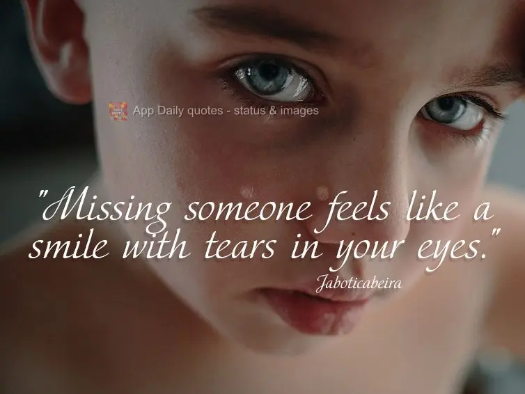 "Missing someone feels like a smile with tears in your eyes." Jaboticabeira