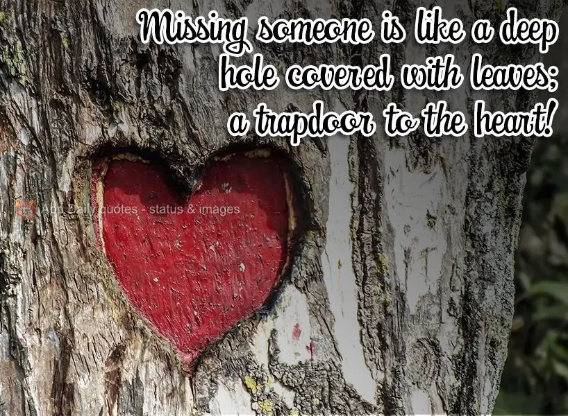 Missing someone is like a deep hole covered with leaves; a trapdoor to the heart!
