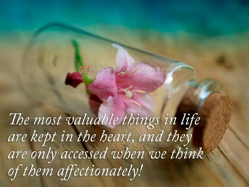 The most valuable things in life are stored in the heart, and they are only accessed when we think of them affectionately!