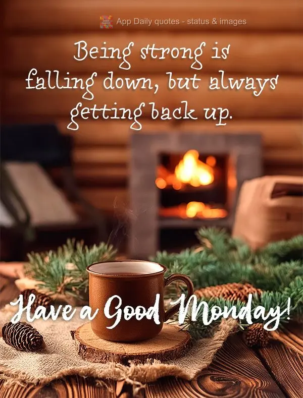 Being strong is falling down, but always getting back up. Have a Good Monday!