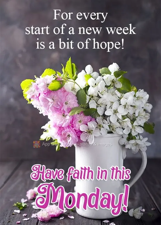 For every start of a new week there is a bit of hope!  Have faith on this Monday! 