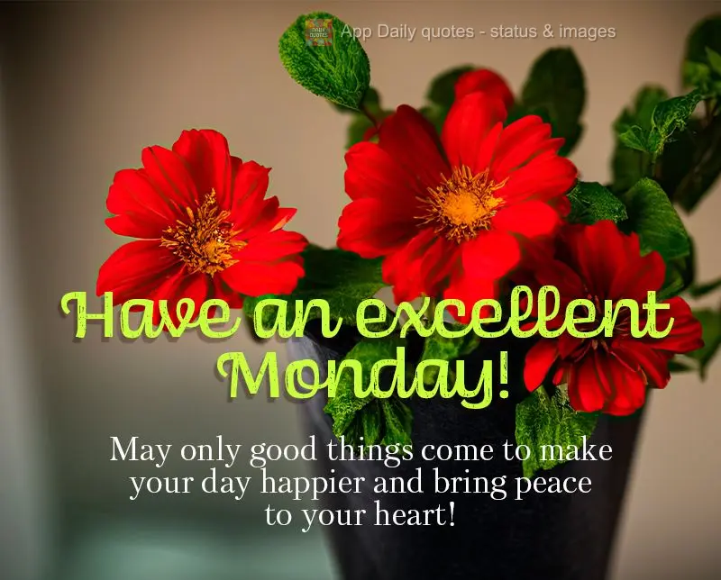 May only good things come to make your day happier and bring peace to your heart! Have an excellent Monday!