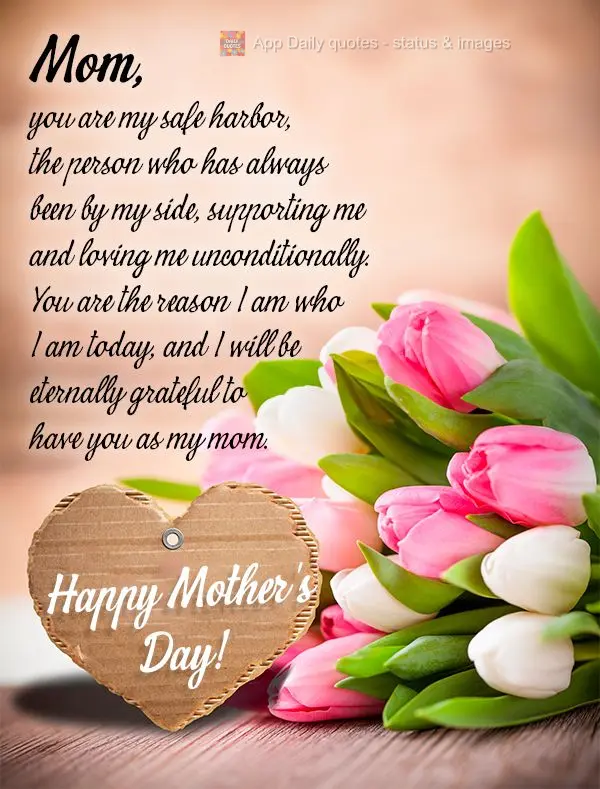 Mom, you are my safe harbor, the person who has always been by my side, supporting me and loving me unconditionally. You are the reason I am who I am tod...