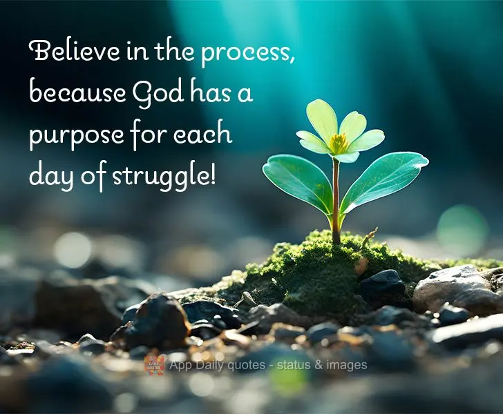 Believe in the process, because God has a purpose for each day of struggle!