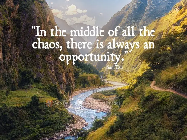 "In the middle of all the chaos, there is always an opportunity." Sun Tzu