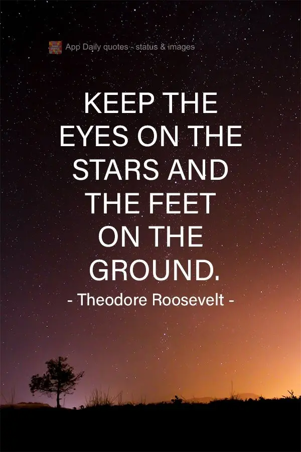 Keep the eyes on the stars and the feet on the ground. Theodore Roosevelt